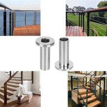 120 Pack T316 Stainless Steel Protector Sleeves for 1/8 Inch Wire Rope Cable Railing DIY Balustrade with 3Pc Drill Bit