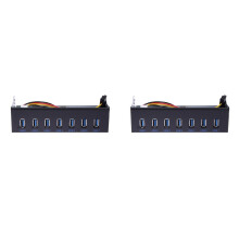 2X 7 Port USB 3.0 Hub 5.25 Inch Front Bay SuperSpeed 5Gbps Speed Hub for Desktop PC