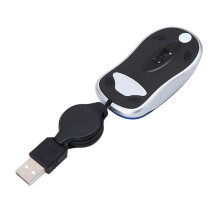 3X Mysz Przewodowa USB Zwijany Kabel Tiny Small Mouse 1600 DPI Optyczna Kompaktowa Mysz PodróżNa dla Windows 98 2000 XP Vista Ve (Czarna)