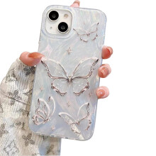 Butterfly Case Glitter Shockproof Slim Protective Cover for iPhone 16 Plus Women and Girls