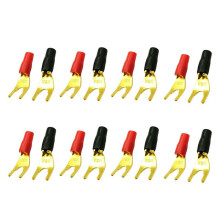16 Pièces Séries/8 Paires "Y" "U" Spade Connecteurs Banane Plaqué or Sans Soudure Fourche Haut-Parleur Adaptateur de Prise Banane