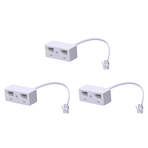 3X RJ11 Plug to Dual UK BT Telephone Socket Convertor