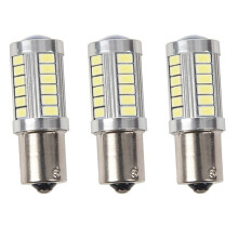 3X BA15S 12V Witte LED Stadslicht Knipperlicht Autolamp 1156 P21W Zilver 33-LED