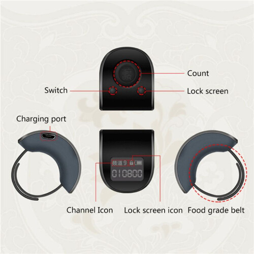 2X  Digital LCD Electronic Finger Ring Hand Tally Counter 6 Digit Rechargeable Counters Clicker-Black 2
