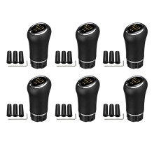 6X Universal 5Gang Schaltknauf mit LED Hintergrund Beleuchtung Gang PU Leder Schalthebel für /// Gelb