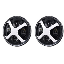 2X Motorcykel 7-Tums Runda LED-Strålkastare DRL Hi/Lo 50W 30W Ring Amber Angel Eye för Alla med 7-Tums LED Motocs