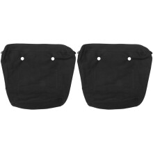 2X Lona SóLida Impermeable Inserto Forro Interior Inserto Bolsillo con Cremallera para Obag o Bag Bolso de Mano Negro