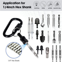12X Bit Holder 1/4 Inch Hex Screwdriver Bits Holder Extension Bar Keychain Screw Adapter Drill Drill Bits Holder Black