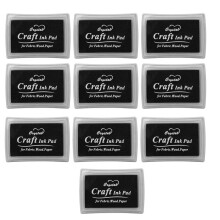 10X Black Ink Pad Inkpad Rubber Stamp Finger Print Non-Toxic Baby Safe