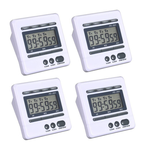 4X Digital Countdown Timer 4 Channel Count  Down Kitchen Cooking Timer Clock