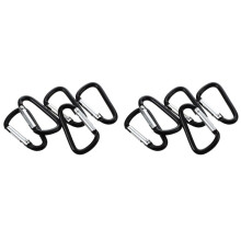 10x Hiking Spring Loaded 4mm Dia Black Aluminum Alloy Carabiner Hooks