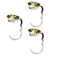 3X Cute Gold Tone Green Frog Purse Bag Handbag Hanger Hook Holder