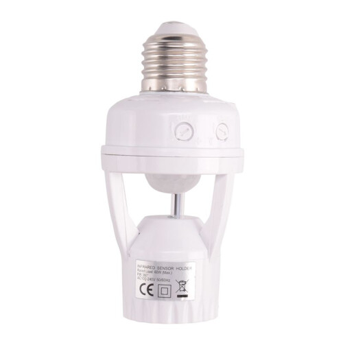 2X E27 LED 220V Screw Light Bulb Holder LED PIR Infrared Motion Sensor Lamp with  Socket Identify E27 2
