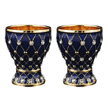 Elegante Europese bekerglaswerk-Goud Donkerblauw 2 STUKS