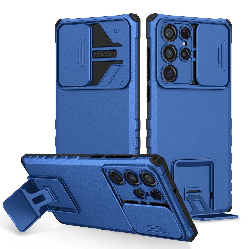Case With Kickstand, Military Shockproof Protection, Slide Camera Cover, Tpu Bumper For Samsung Galaxy S25 Ultra/S25 Plus Blue 9771547087205