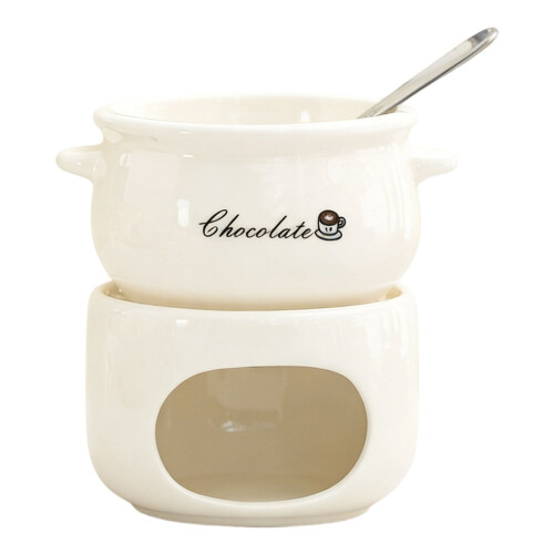 Ceramic Melting Dish For Butter Cheese Chocolate Dessert-White