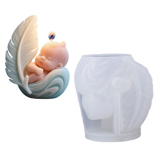 Moule en silicone pour décorations de bougies d'ange endormi et