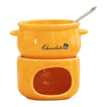 Pot à chocolat en céramique avec Base chauffante, pour-Orange