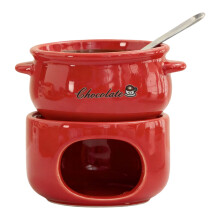 Ceramic Melting Pot Safe For Chocolate Cheese Elegant Sweet-Red