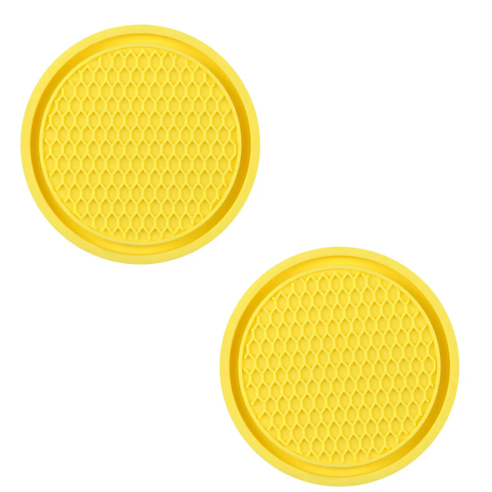 2 Pack Car Cup Holder Coaster Nonslip Shockproof- Yellow 7695000868717