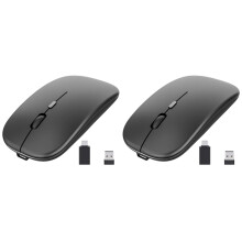 2X Mouse Wireless Ricaricabile, Mouse Ottico Ultra Silenzioso 2.4G con Ricevitore USB E Type-C, per Laptop,  (Nero)