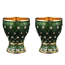 Elegant European Goblet with Delicate-Golden Green 2PCS