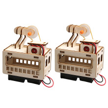2 Sets Assembly Wooden Cable Car Engineering Toy For Kids To