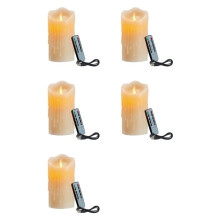 5X Bougies LED, Bougies Scintillantes Sans Flamme, Bougie Rechargeable, Véritables Bougies en Cire avec Télécommande, 12,5 cm