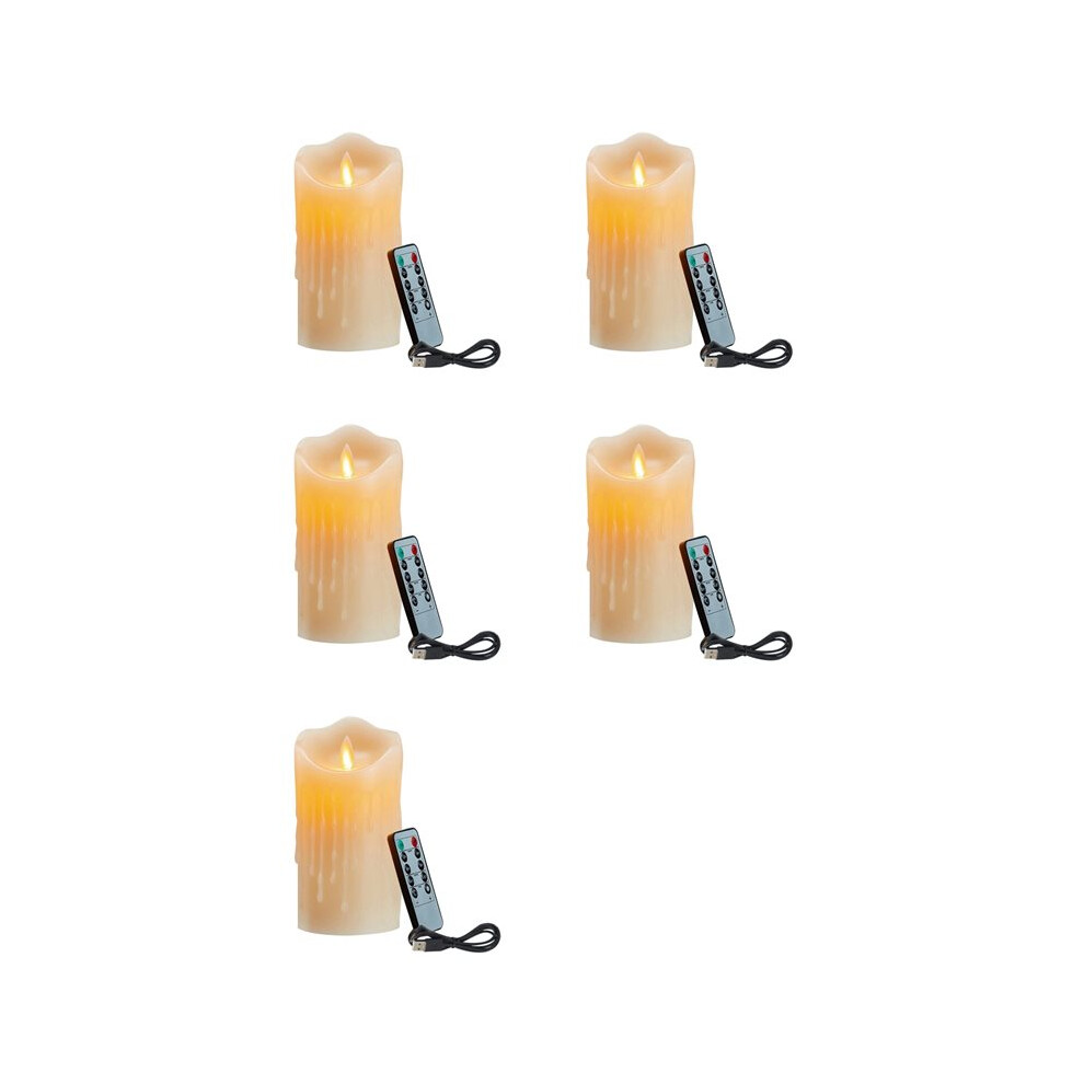 5X Led Candles, Flickering Flameless Candles,Rechargeable Candle, Real Wax Candles With Remote Control,12.5Cm 6033044862659