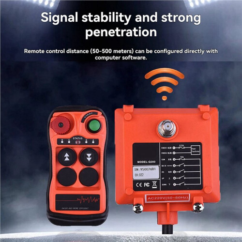 2X Q200 Industrial Remote Control 2-Button IP65, Wireless Controller for Overhead Crane Industrial AC- 12-24V