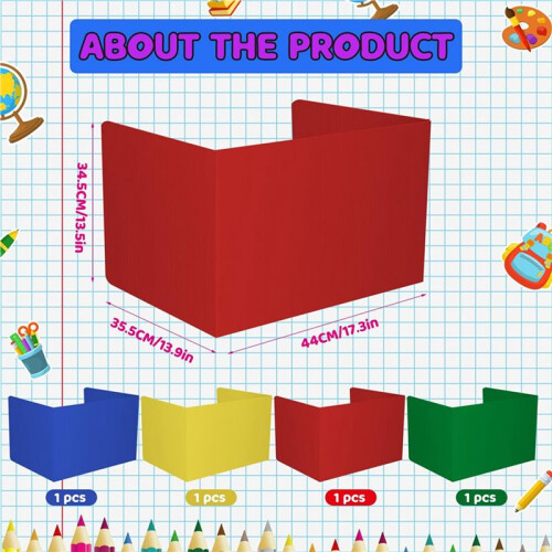 8 Pack Colorful Privacy Floders for Student Desks - Plastic Erasable - Testing Dividers for Classroom - Easy Clean 2