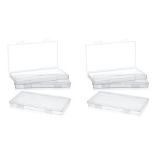 6Pack Plastic Clear Storage Containers Box,Small Rectangle Empty Organizer Case with Hinged Lid for Collecting Bead