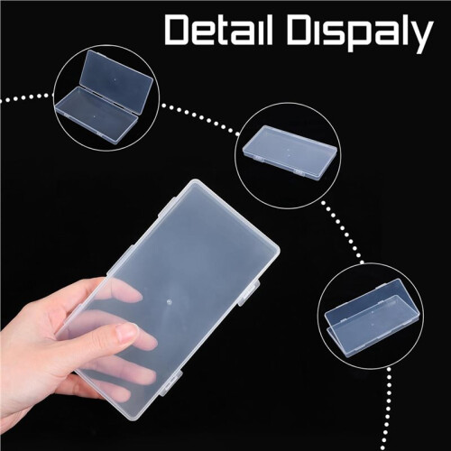 6Pack  Plastic Clear Storage Containers Box,Small Rectangle Empty Organizer Case with Hinged Lid for Collecting Bead 2