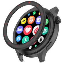 Dual Time Zone Bezel for Xiaomi Watch S4/S3 Black Red Stainless Steel Frame with ScratchResistant Glass