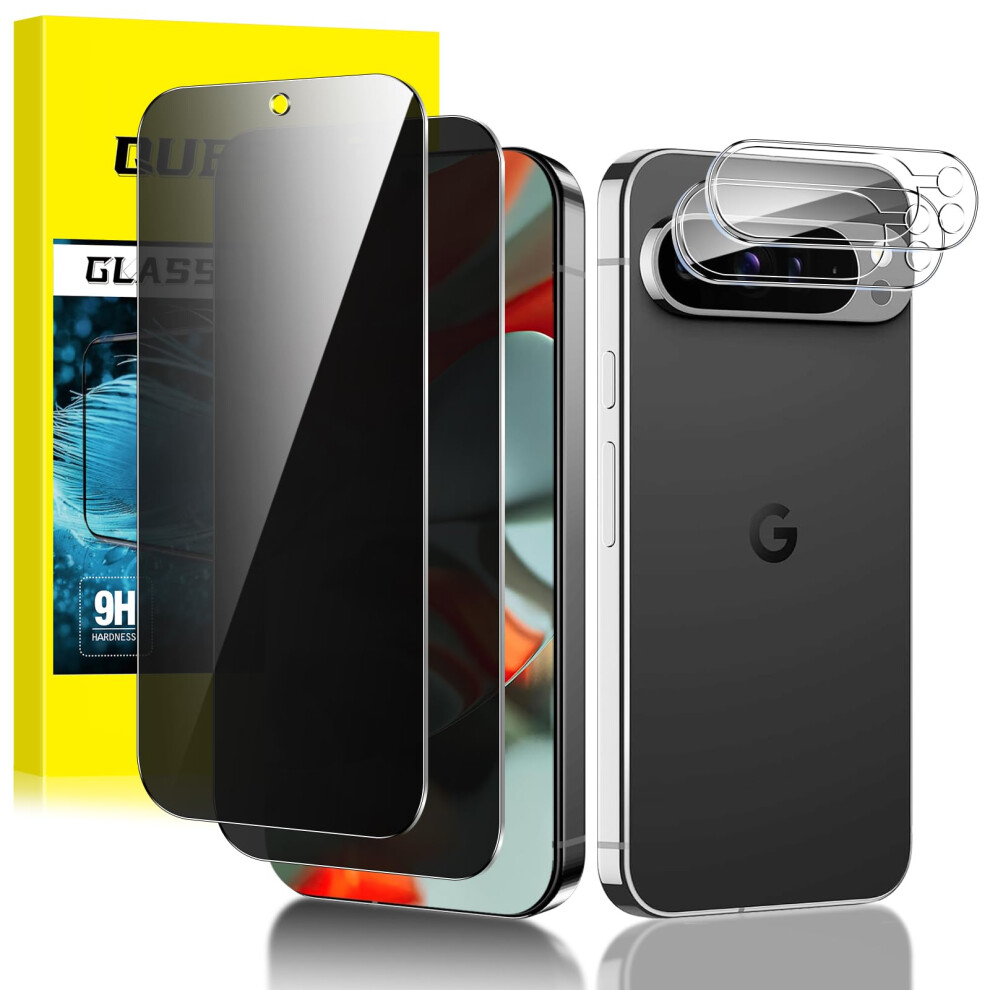 Privacy Screen Protector And Camera Lens 2+2 Pack, 9H Antispy Glass For Google Pixel 9 Pro Xl Black 9092120829792