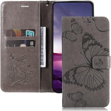 Wallet Case with Card Slots Kickstand Magnetic Closure Shockproof Gray 6.1 Inch for iPhone 16