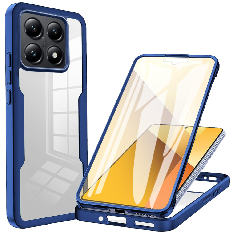 Case For Xiaomi 14T Pro With Builtin Screen Protector, 360 Fullbody Shockproof Clear Qb Cover Blue 9771547088172