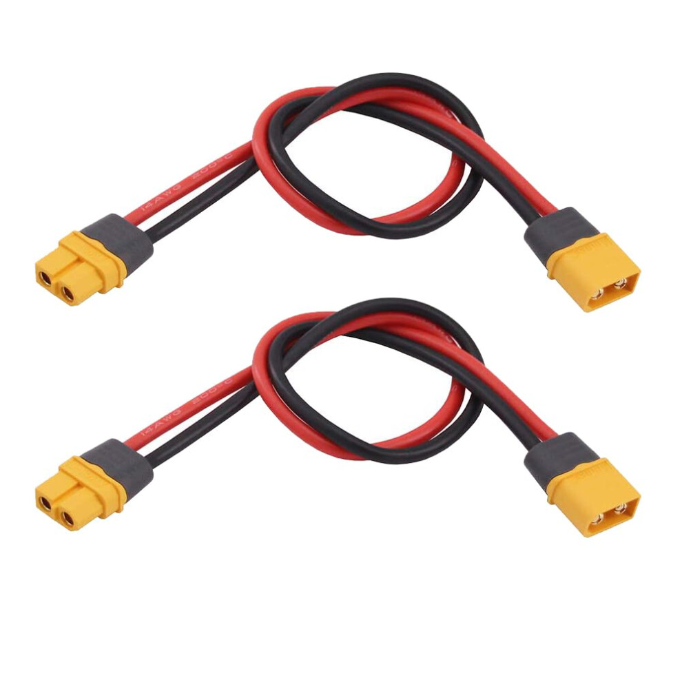 2Pcs Xt60h Male To Female Extension Cable 30Cm 14Awg Silicone Wire, Secure Xt60 Connector Adapter 9092120223118