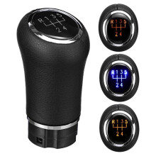 6X Pommeau de Levier de Vitesse Manuel Universel à 5 Vitesses avec RéTroéClairage LED Levier de Vitesses en Cuir PU pour /// Jaune