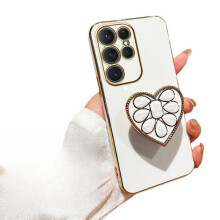 Case for Samsung Galaxy S23 Ultra Shockproof Soft TPU Silicone Cover with Hidden Kickstand and Heart Design