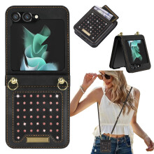 Crossbody Wallet Case for Women, Glitter PU Leather with RFID Blocking for Samsung Galaxy Z Flip 6