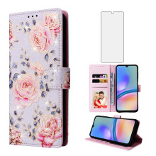Wallet Flip Cover Pastoral Rose with Card Holder Stand Lanyard and Screen Protector for Samsung Galaxy A05s
