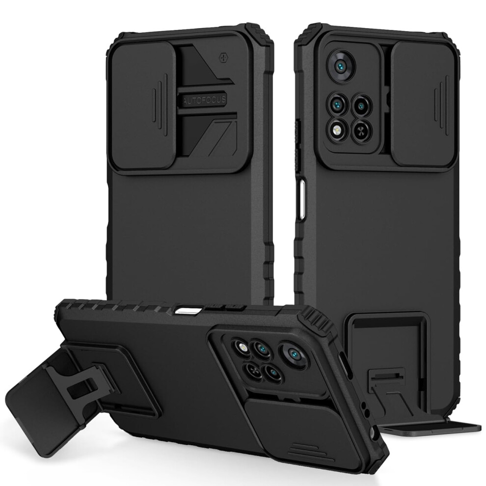 Case With Slide Camera Cover, Militarygrade Shockproof Kickstand For Redmi 10 And Redmi 10 Prime 2022 Black 9771547088363
