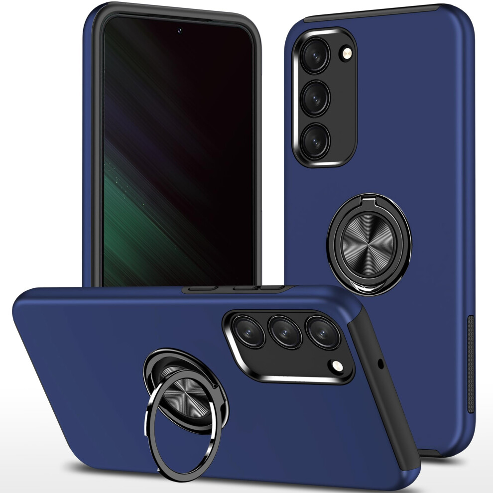 Case For Samsung Galaxy S23 With Ring Kickstand, Military Grade Shockproof Protective Cover Blue 9092120830545