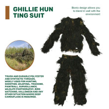 5 i 1 Ghillie Kostym, 3D Kamouflage UtomhusjaktkläDer Inklusive Jacka, Byxor, Luva, BäRväSka för Vuxna Barn Ungdom