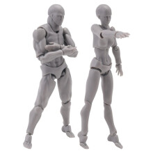 Kroppsdocka, Artist Manikin Blockhead Leddocka Teckningsfigurer +Kvinna Set (Grå)