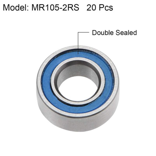 40PCS MR105-2RS 5X10X4mm  Bearing Steel Double-Shielded Miniature  Bearings, 2