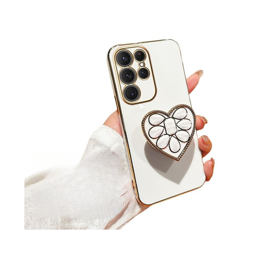 Shockproof Tpu Case With Hidden Heart Kickstand Slim Electroplated Cover For Samsung Galaxy S24 Ultra 9092120830743
