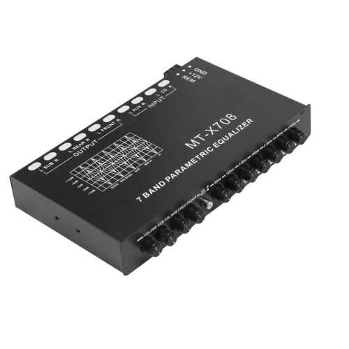 2X 7-Band Car Audio Equalizer, Adjustable 7 Bands EQ Amplifier Graphic Equalizer with CD/AUX Input Select ,Black 1