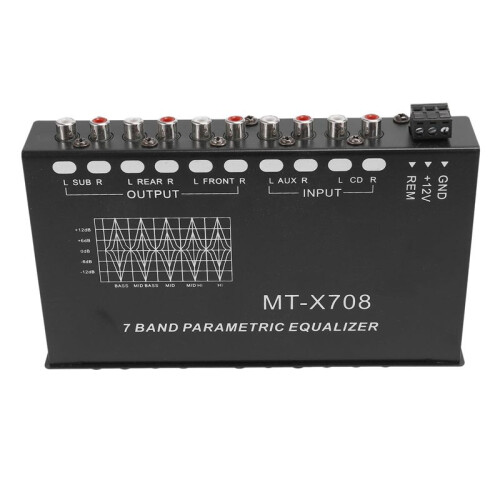 2X 7-Band Car Audio Equalizer, Adjustable 7 Bands EQ Amplifier Graphic Equalizer with CD/AUX Input Select ,Black 2